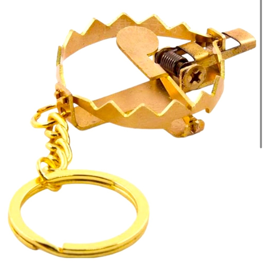 Double Spring Silver Plated Bear Trap keychain